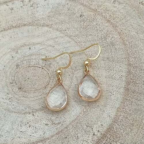 Boucles d'oreilles gouttes de cristal zirconium- boucles femme bijou acier inoxydable gold filled boucles pendantes féminine violet france
