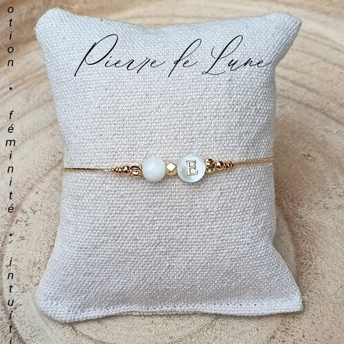 Pierre de lune bracelet initiale pierres naturelles acier inoxydable femme,bracelet lettre pierre semi précieuse, bijou cadeau pour amie