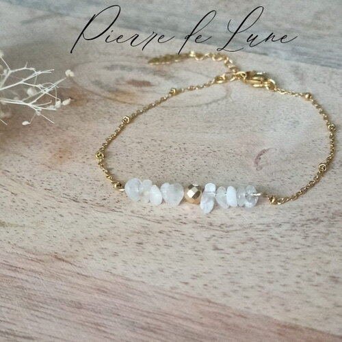 Bracelet pierre de lune gold filled or rempli bracelet pierre semi-précieuse chakra france cadeau femme fait main