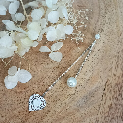 Bijou de dos acier inoxydable - chute de dos - trésor- blanc - cascade de dos - filigrane - bijou dos nu - mariée sur mesure personnalisable