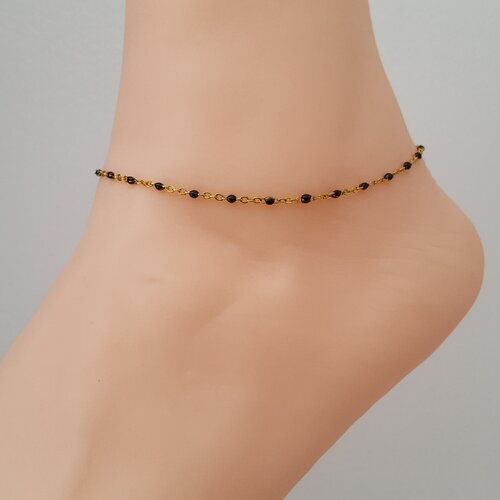 Bracelet de cheville or rempli 14 k perles résine noire bijou de pied plage chaîne cheville bohème cadeau pour femme chevillere france