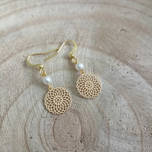 Boucles d'oreilles mariée-boucles mariage &quot; promesse &quot;blanc or doré - or ou argent - fin - personnalisable - réglable france