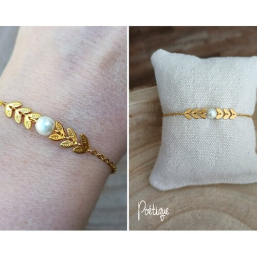Bracelet bohème or - bracelet mariage dos nu mariage - bijou épi poétique gold-filled perles nacrées fait main made in france