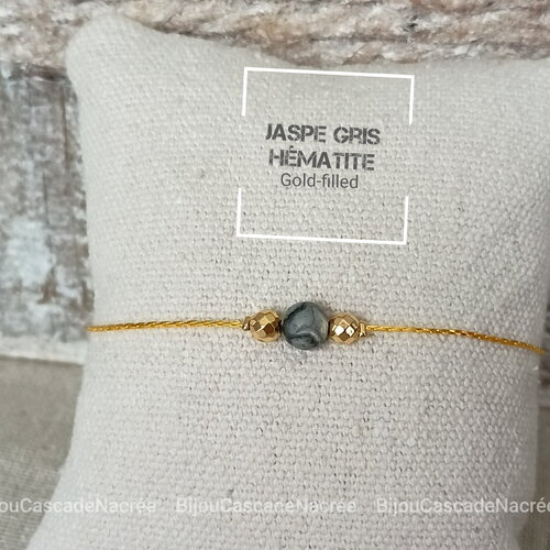 Jaspe gris bracelet pierres femme, bracelet semi précieuse, bijoux pierres naturelles, gold-filled cadeau pour amie femme