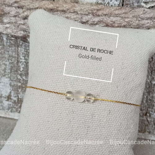 Bracelet quartz pierres femme, bracelet cristal de roche gold-filled précieuse, bijoux pierres naturelles, chaîne cadeau pour amie femme