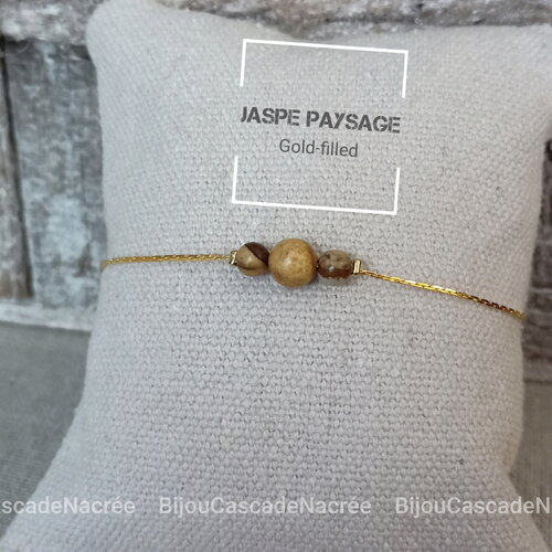 Jaspe paysage bracelet gold-filled pierres femme, bracelet semi précieuse, bijoux pierres naturelles, cadeau pour amie femme