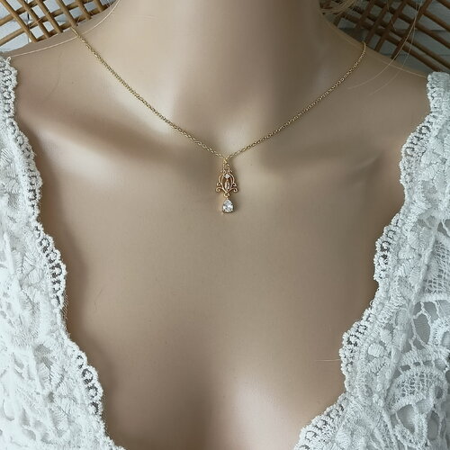 Collie marocain oriental cristaux zirconium collier nature chaine femme gold-filled collier or dame splendeur cadeau femme france