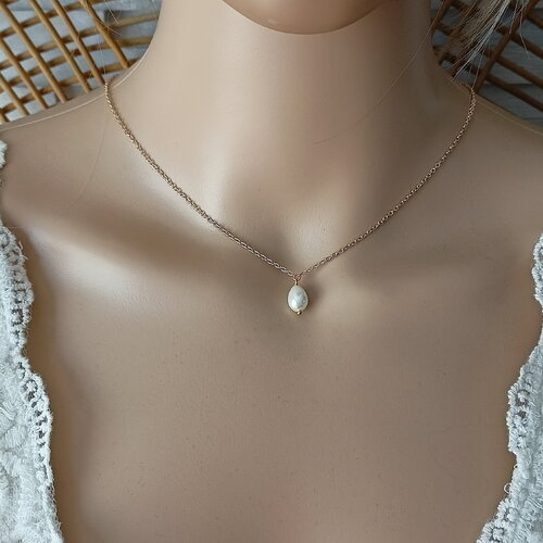 Collier goutte or rose perle chaine femme gold-filled collier gold rose dame cadeau femme france