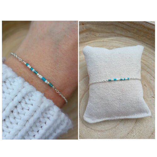 Bracelet miyuki argent 925- bracelet mariage  - bijou de poignet bijou minimaliste fait main bracelet perles femme france
