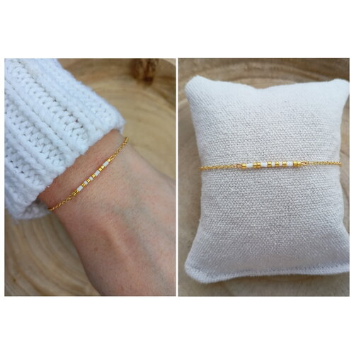 Bracelet perles miyuki gold-filled - bracelet mariage  - bijou de poignet gold-filled bijou minimaliste bracelet de perles fait main france