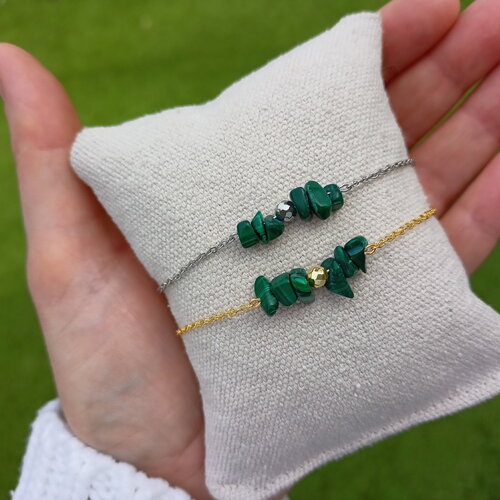Malachite bracelet pierres naturelles - bracelet bijou acier inoxydable france cadeau femme fait main