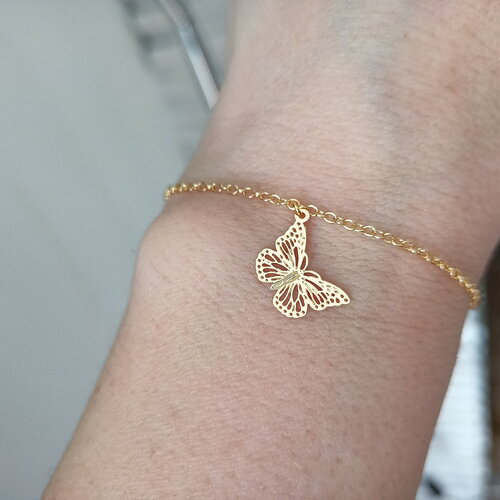 Bracelet papillon or bohème butterfly gold-filled - bracelet mariage  - bijou de poignet gold-filled perles nacrées fait main france