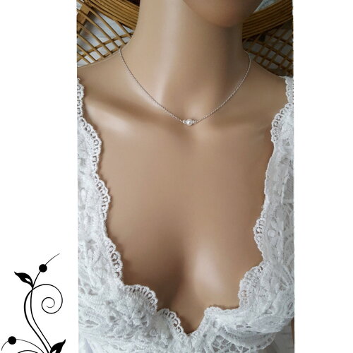 Collier perles intemporel- collier de perle femme collier mariage - chaine classique toupies cristal collier fin personnalisable