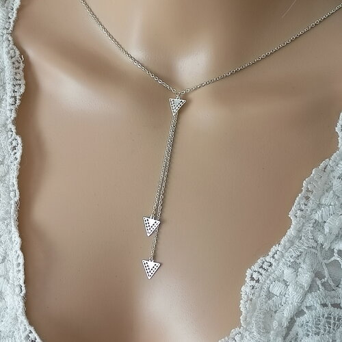 Collier femme ethnique  triangle géométrique - collier y décolleté plongeant collier mariage - chaine classique collier fin personnalisable