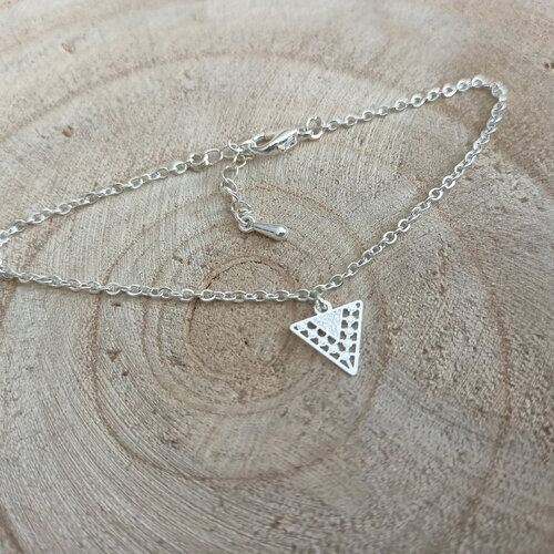 Bracelet mariage bracelet triangle géométrique argent acier inoxydable chaine - bracelet fin de poignet - aztèque réglable france