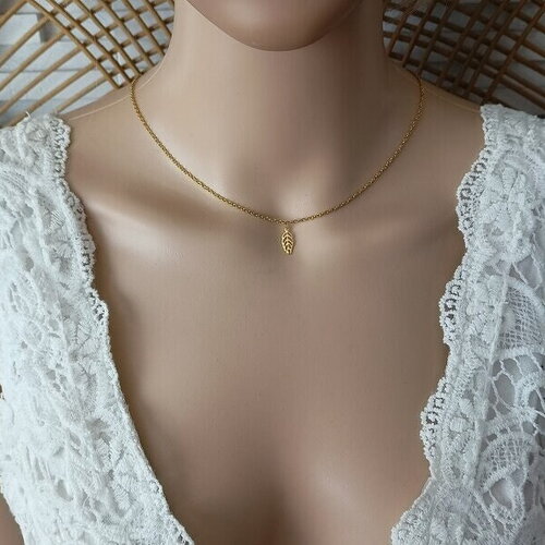 Collier feuille gold-filled collier nature chaine femme gold-filled collier feuille or dame cadeau femme france