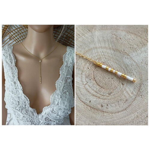 Collier femme perles miyuki delicas chaîne gold-filled collier acier inoxydable or femme minimaliste doré blanc cadeau femme sensation
