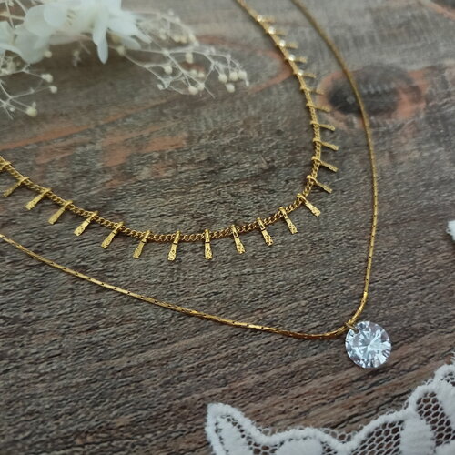 Ensemble bijoux or rempli - colliers multi-rangs - colliers gold filled colliers superposés minimaliste collier double rangs fait main