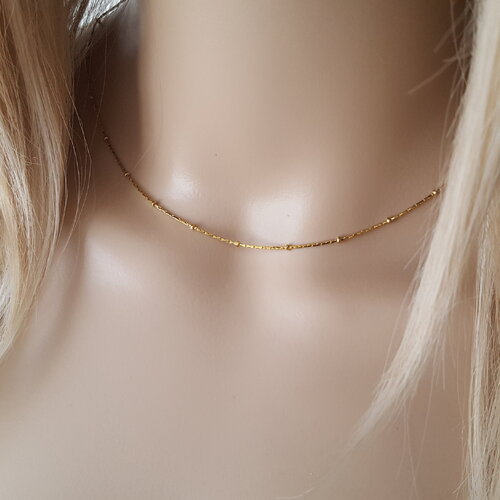 Collier femme or - collier satellite billes perles - collier minimaliste billes fine chaine serpentine or rempli gold-filled 14k