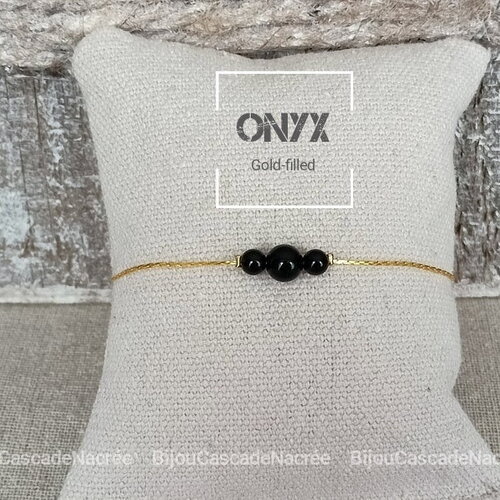 Bracelet onyx pierres femme, bracelet gold-filled semi précieuse, bijoux pierres naturelles, chaîne serpentine cadeau pour amie femme
