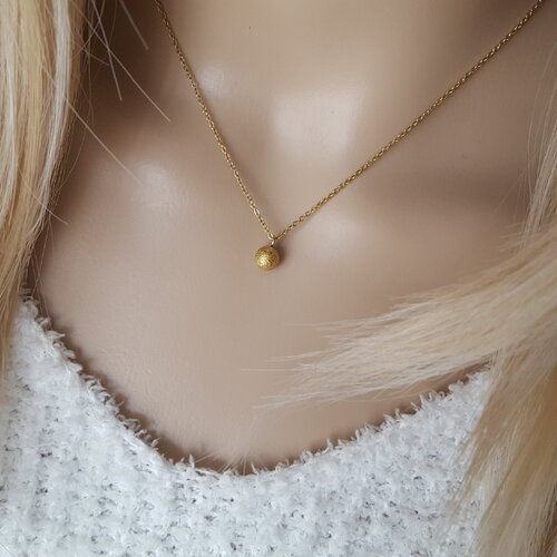 Collier minimaliste or rempli collier perle boule ronde craquelée chaine femme gold-filled collier femme collier or dame cadeau femme france