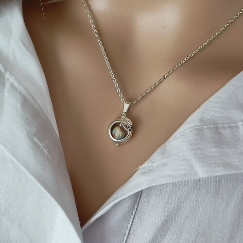 Collier pierre shoushan argent 925 femme, pendentif pierre naturelle, bijou fait main, cadeau pour amie personnalisable made in france femme