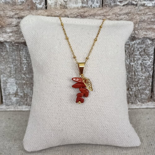 Collier jaspe rouge  gold-filled femme, pendentif pépites pierres naturelles, bijou fait main, cadeau pour amie personnalisable france femme