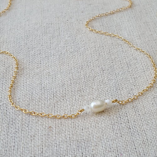 Collier nacre coquillage naturelle 3 microns pendentif perles pierres femme plaqué or 18 carats femme chaîne 18 k bijou cadeau femme france