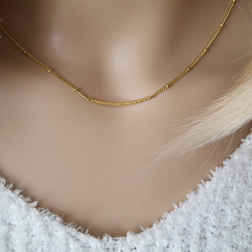 Collier tube minimaliste or rempli collier perles billes satellites chaine femme gold-filled femme collier or dame cadeau femme france