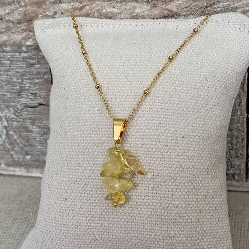 Collier citrine gold-filled femme, pendentif pépites pierres naturelles, bijou fait main, cadeau pour amie personnalisable france femme