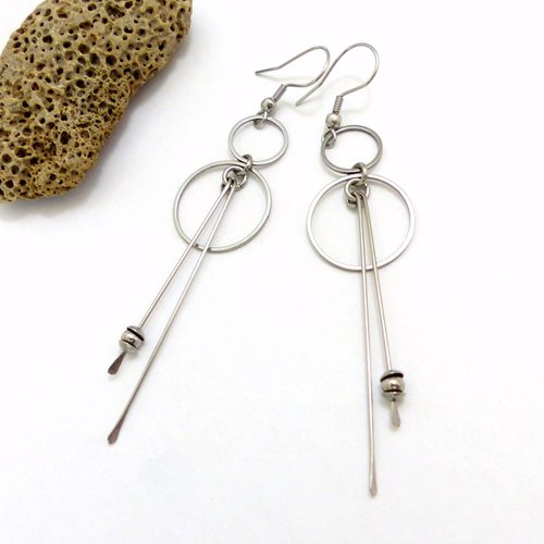 Boucles d'oreilles longues modernes en acier inoxydable (bo65)