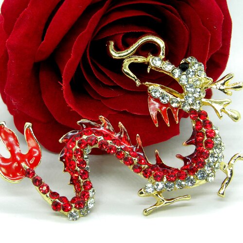 Gros pendentif dragon strass, gros pendentif dragon symbole asiatique,