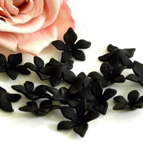 Coupelle fleur noire acrylique, fleur acrylique noire mate, fleur plastique mate
