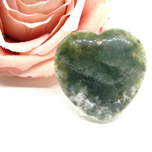Pendentif cœur jaspe, pendentifs pierre verte, cœur jaspe véritable, cœur pierre, coeur vert, pierre verte,
