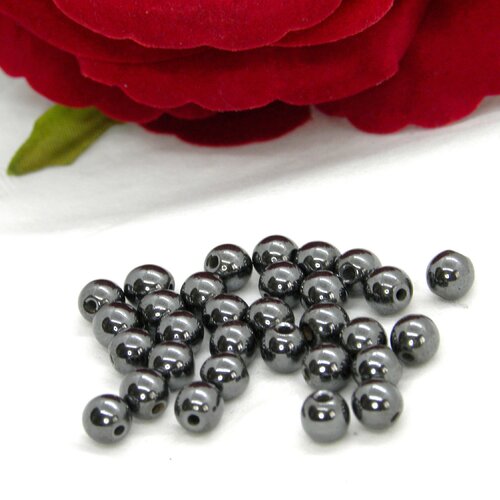 Perle ronde hématite, perle en hématite, hématite ronde noire, hématite véritable, perle hématite, perle ronde, hématite, perles, 6mm