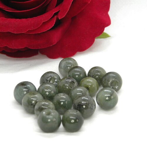 Perle ronde jade, perle jade vert, perle boule jade, perle jade, perle ronde, boule jade, lot/10, jade véritable, 10mm, jade, vert perle,