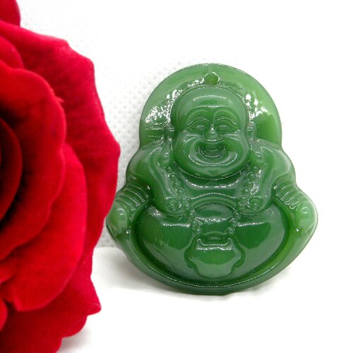 Amulette de protection bouddha chanceux jade vert, amulette pendentif bouddha en pierre jade