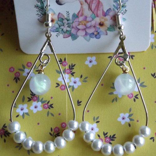 Boucles d'oreilles avec connecteurs gouttes et perles