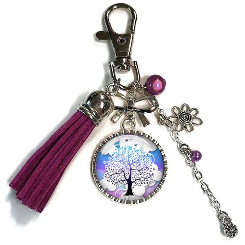 Porte clés arbre de vie, bijou de sac zen