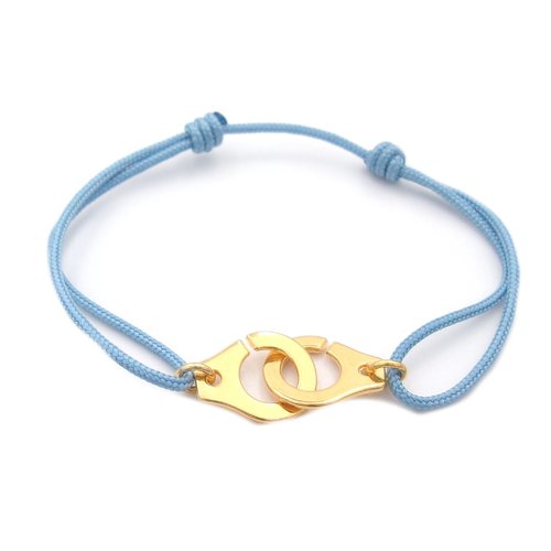 Bracelet menotte doré et cordon bleu - Un grand marché