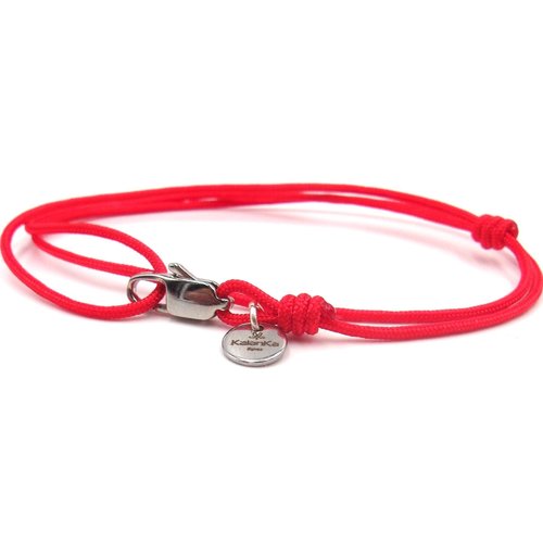 Bracelet wrap double tour en cordon rouge- fait main en france- ajustable- pour femme ou homme
