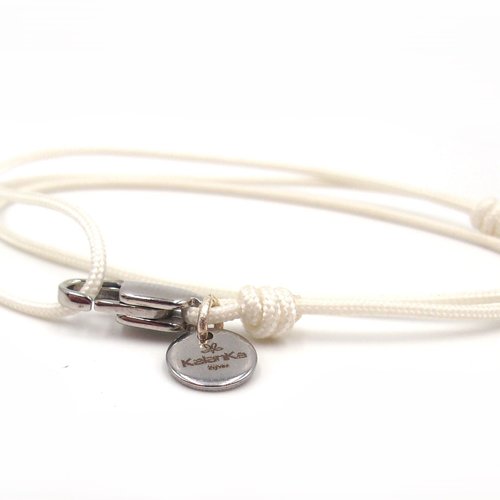 Bracelet wrap double tour en cordon blanc- fait main en france- ajustable- pour femme ou homme