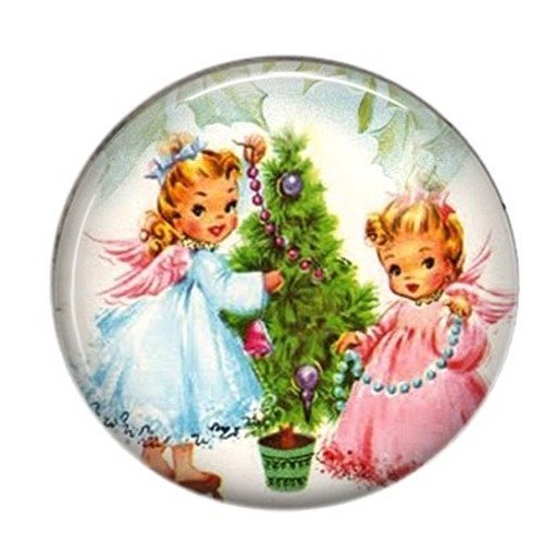 Cabochon rond résine 25mm joyeux noël 47