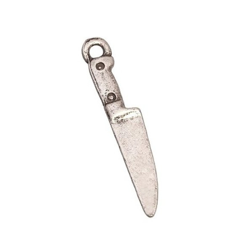 Breloque couteau 3d, métal argenté, vendu à l'unité (724)