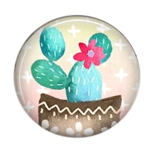 Cabochon rond résine 25mm cactus 10