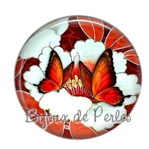 Cabochon résine papillon rond 25mm 43