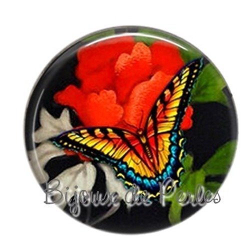 Cabochon résine papillon rond 25mm 45