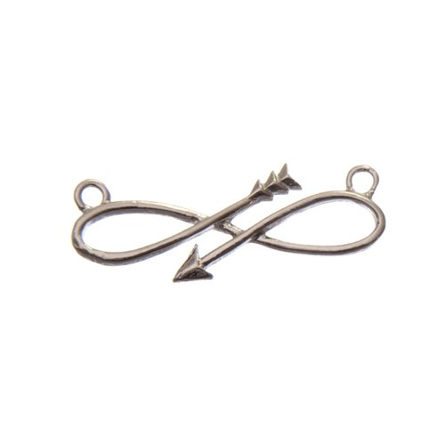 Connecteur infini flèche, pendentif métal argenté, vendu à l'unité (894)