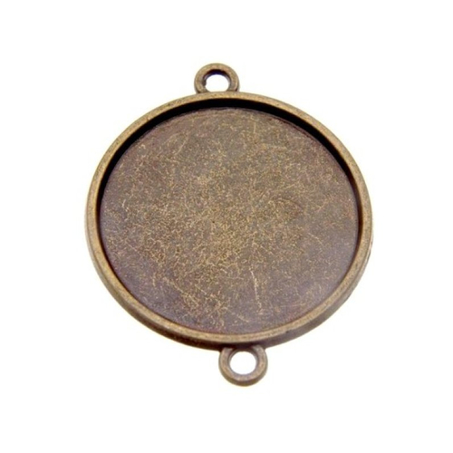 Support connecteur pour cabochon rond 25mm pendentif métal couleur bronze, vendu à l'unité (s87)