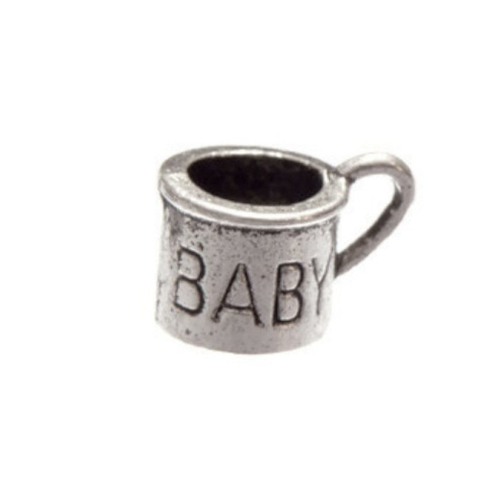 Breloque tasse mug baby, 18x12 mm, métal argenté, vendu à l'unité (937)